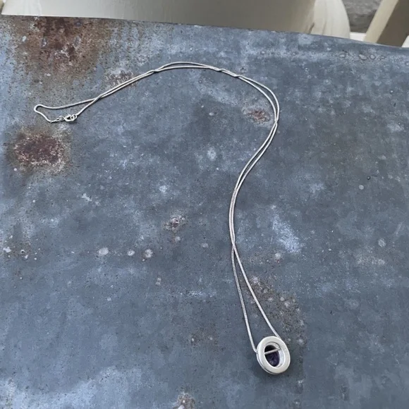 Amethyst and 925 Sterling Silver 25" Necklace - Picture 2 of 3